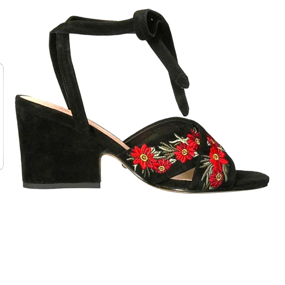 REVOLVE Black suede embroidered RAYE sandals